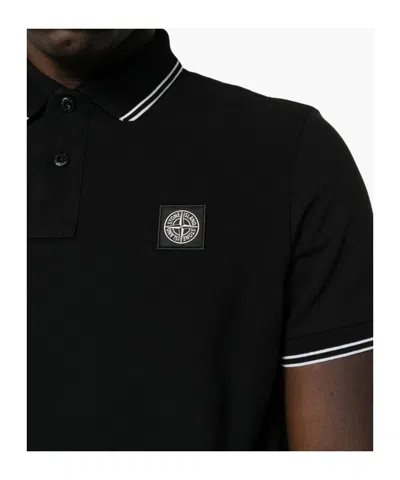 Stone Island Mens Black Brand-patch Regular-fit Stretch-cotton Polo Shirt Xl In Black