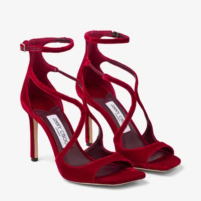 Jimmy Choo Ruby Red Velvet Sandals In Multi