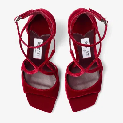 Jimmy Choo Ruby Red Velvet Sandals In Multi