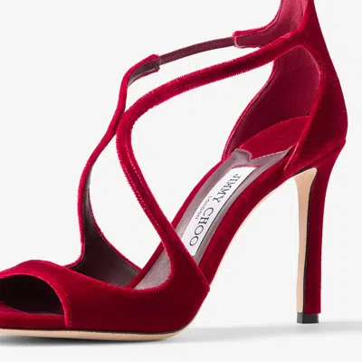 Jimmy Choo Ruby Red Velvet Sandals In Multi