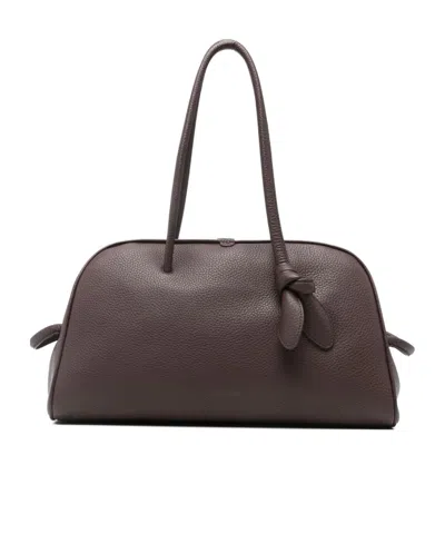 Jacquemus Le Turismo Shoulder Bag Knotted Detail Leather In Black