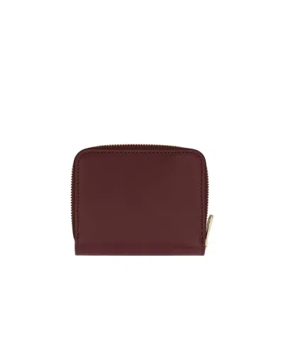 A.p.c. Logo Printed Zip-around Wallet In Red