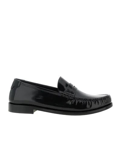 Saint Laurent Le Loafer Loafers In Polished Wrinkled Leather In Black