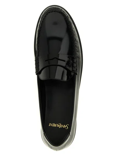 Saint Laurent Le Loafer Loafers In Polished Wrinkled Leather In Black