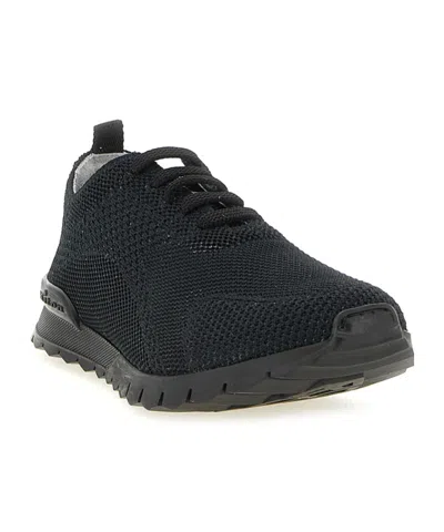 Kiton Fitb Mesh Sneakers Rubber Sole Pull Tab In Black