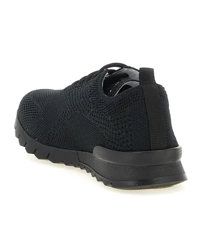 Kiton Fitb Mesh Sneakers Rubber Sole Pull Tab In Black