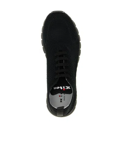 Kiton Fitb Mesh Sneakers Rubber Sole Pull Tab In Black