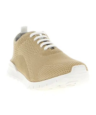 Kiton Mesh Sneakers Pull Tab Rubber Sole In Brown