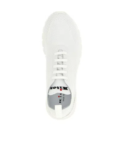 Kiton Fits Mesh Sneakers Rubber Sole Pull Tab In White