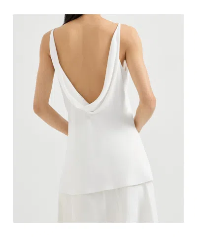 Brunello Cucinelli Silk Strap Top In White