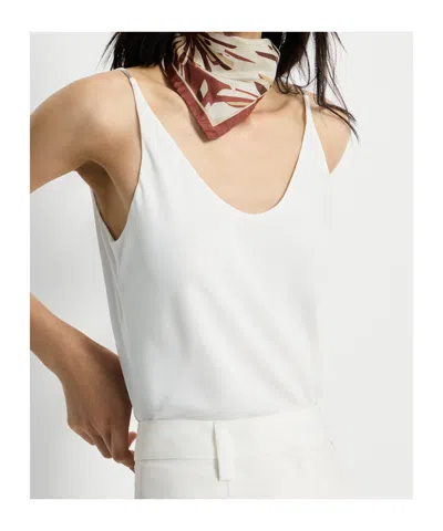 Brunello Cucinelli Silk Strap Top In White