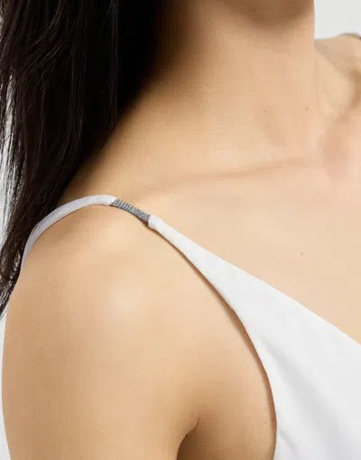 Brunello Cucinelli Silk Strap Top In White