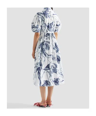 Erdem Floral-print Short-sleeve Midi Shirt Dress In White