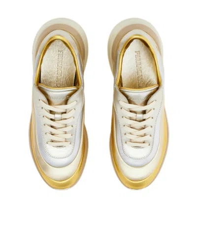 Ferragamo Rainbow Stripe Sneakers In Gray