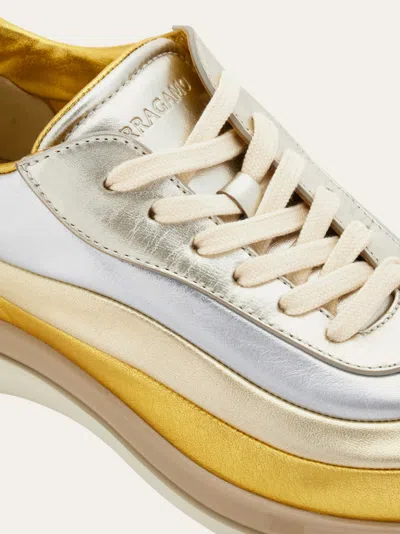 Ferragamo Rainbow Stripe Sneakers In Gray