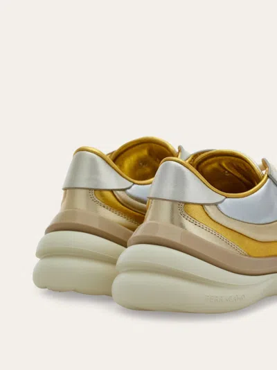 Ferragamo Rainbow Stripe Sneakers In Gray