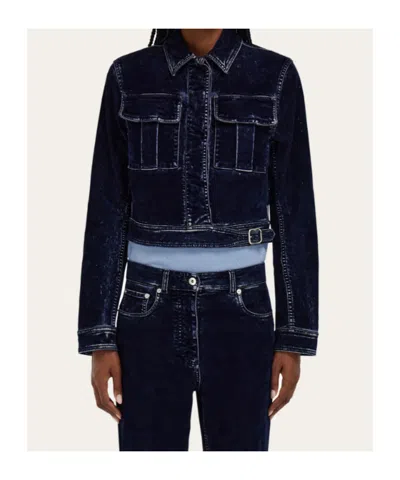 Ferragamo Boxy Jacket In Blue