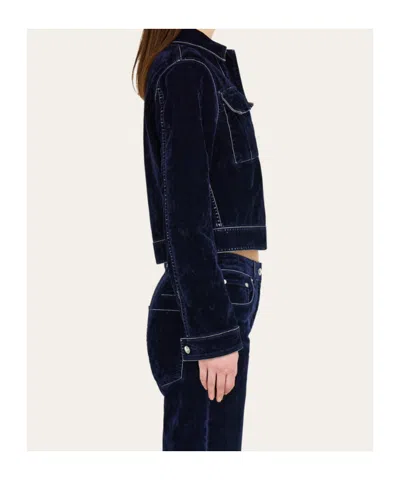Ferragamo Boxy Jacket In Blue