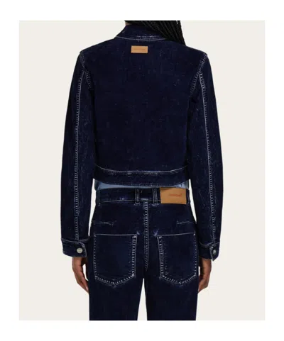 Ferragamo Boxy Jacket In Blue