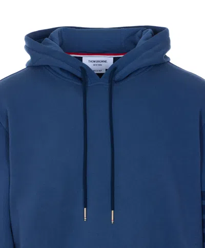 Thom Browne Blue Solid Loopback Overdyed 4-bar Hoodie In Blue