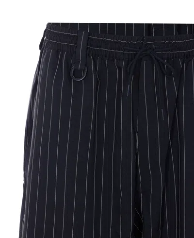 Y-3 Striped-pattern Elasticised Trousers In Black