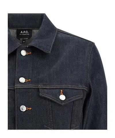 Apc Denim Dion Jacket Chest Pockets Tabs In Blue