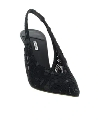 Le Silla Chantilly Lace Slingback Pointed Toe Pumps In Black