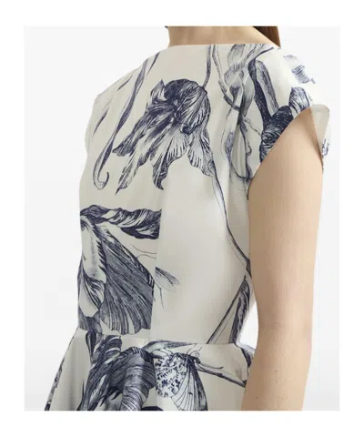 Erdem Pleated Floral-print Cotton-poplin Mini Dress In White