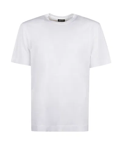 Zegna Slim-fit Logo-embroidered Cotton-jersey T-shirt In White
