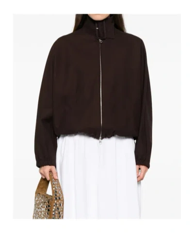 Courrèges Brown Buckle Zipped Bomber Jacket In Brown