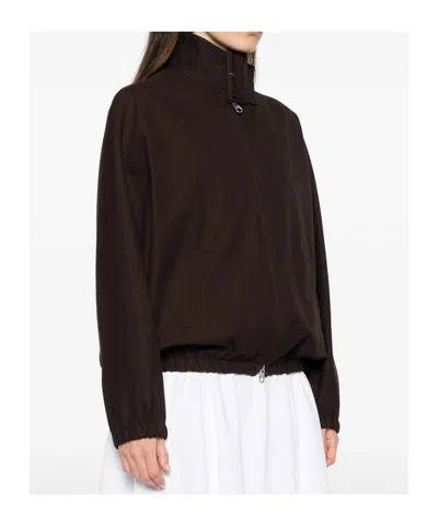 Courrèges Brown Buckle Zipped Bomber Jacket In Brown