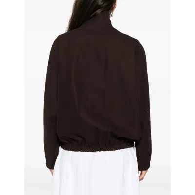 Courrèges Brown Buckle Zipped Bomber Jacket In Brown