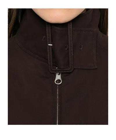 Courrèges Brown Buckle Zipped Bomber Jacket In Brown