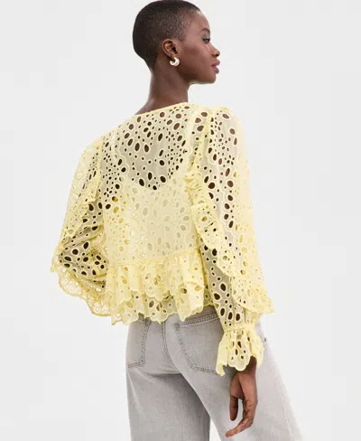 On 34th Women's Woven Long-sleeve Cut-work Blouse, Macy's Exclusive