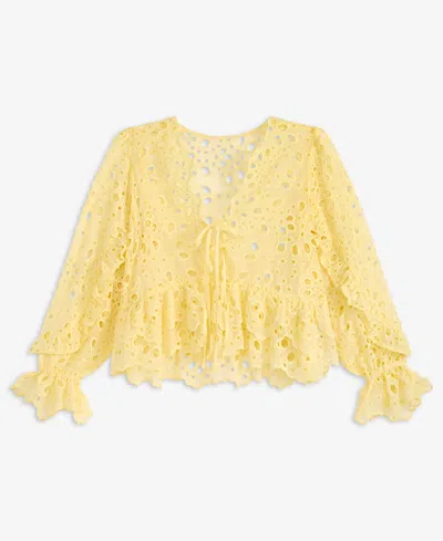 On 34th Women's Woven Long-sleeve Cut-work Blouse, Macy's Exclusive