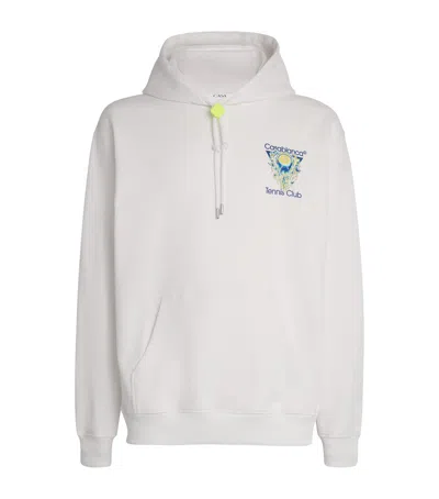 Casablanca Tennis Club Logo-print Hooded Cotton Sweatshirt In White