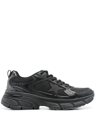 Golden Goose Lightstar Net And Leather Upper Tpu Star Net Heel And Spur In Black