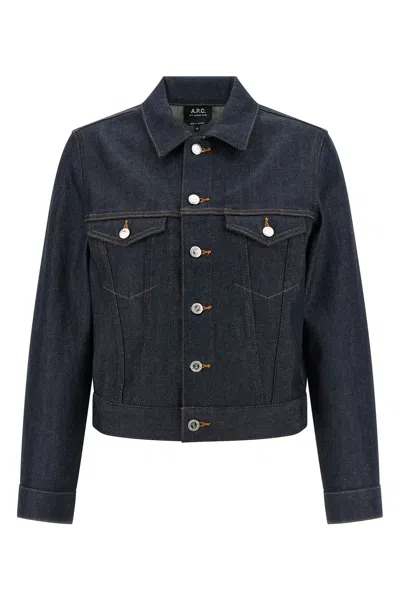 Apc Denim Dion Jacket Chest Pockets Tabs In Blue