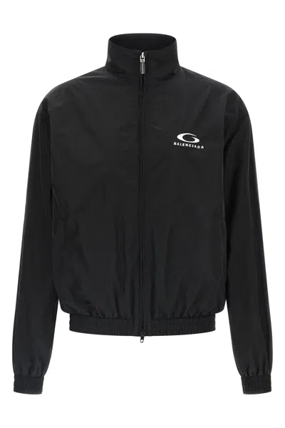 Balenciaga High Collar Jacket Elastic Cuffs Hem In Black