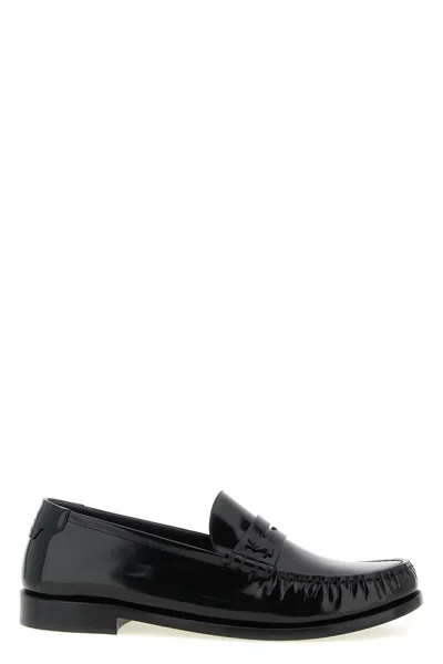Saint Laurent Le Loafer Loafers In Polished Wrinkled Leather In Black