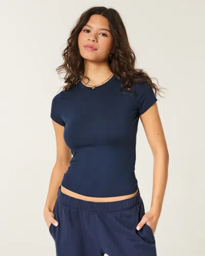 Hollister Soft Stretch Seamless Fabric Crew Baby Tee In Blue