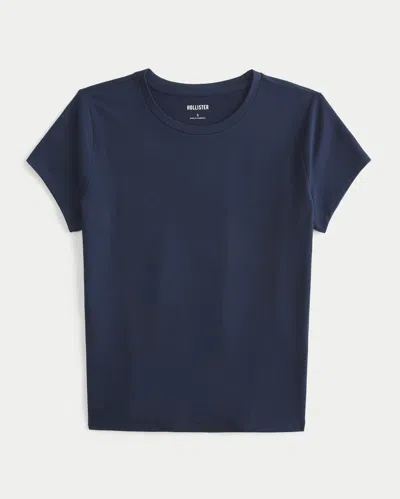 Hollister Soft Stretch Seamless Fabric Crew Baby Tee In Blue