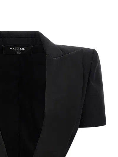 Balmain Grain De Poudre Blazer Blazers Black In Black