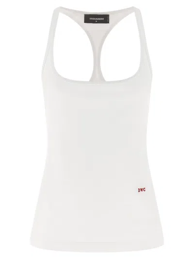 Dsquared2 Embroidery Tank Top Tops White In White