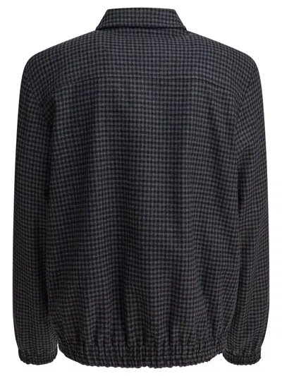 Apc Gilbert Zip-up Houndstooth Jacket In Gray
