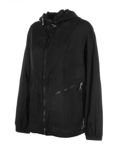 Add Black Jacket With Zip And Hood In Black