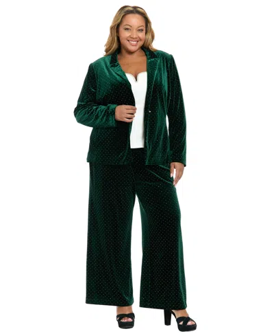 Muse Plus Size Mid-rise Straight Leg Pants In Green