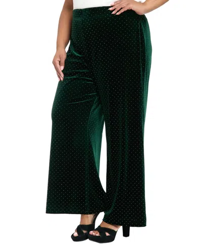 Muse Plus Size Mid-rise Straight Leg Pants In Green