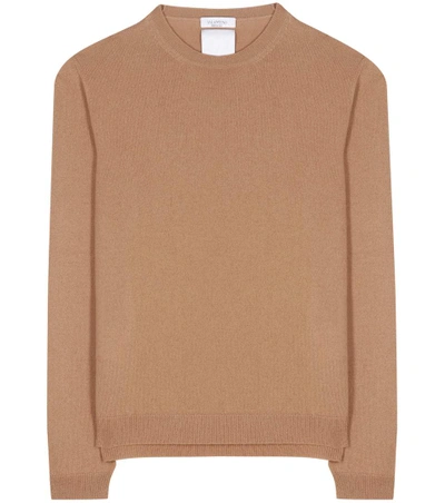 Shop Valentino Rockstud Untitled Cashmere Sweater In Beige