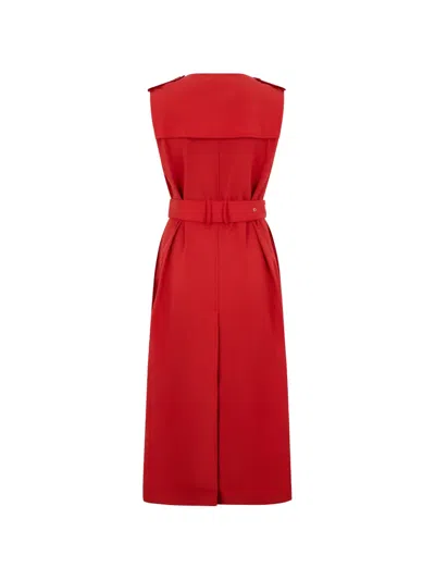 Moorer Buttoned Belted Coat In Red